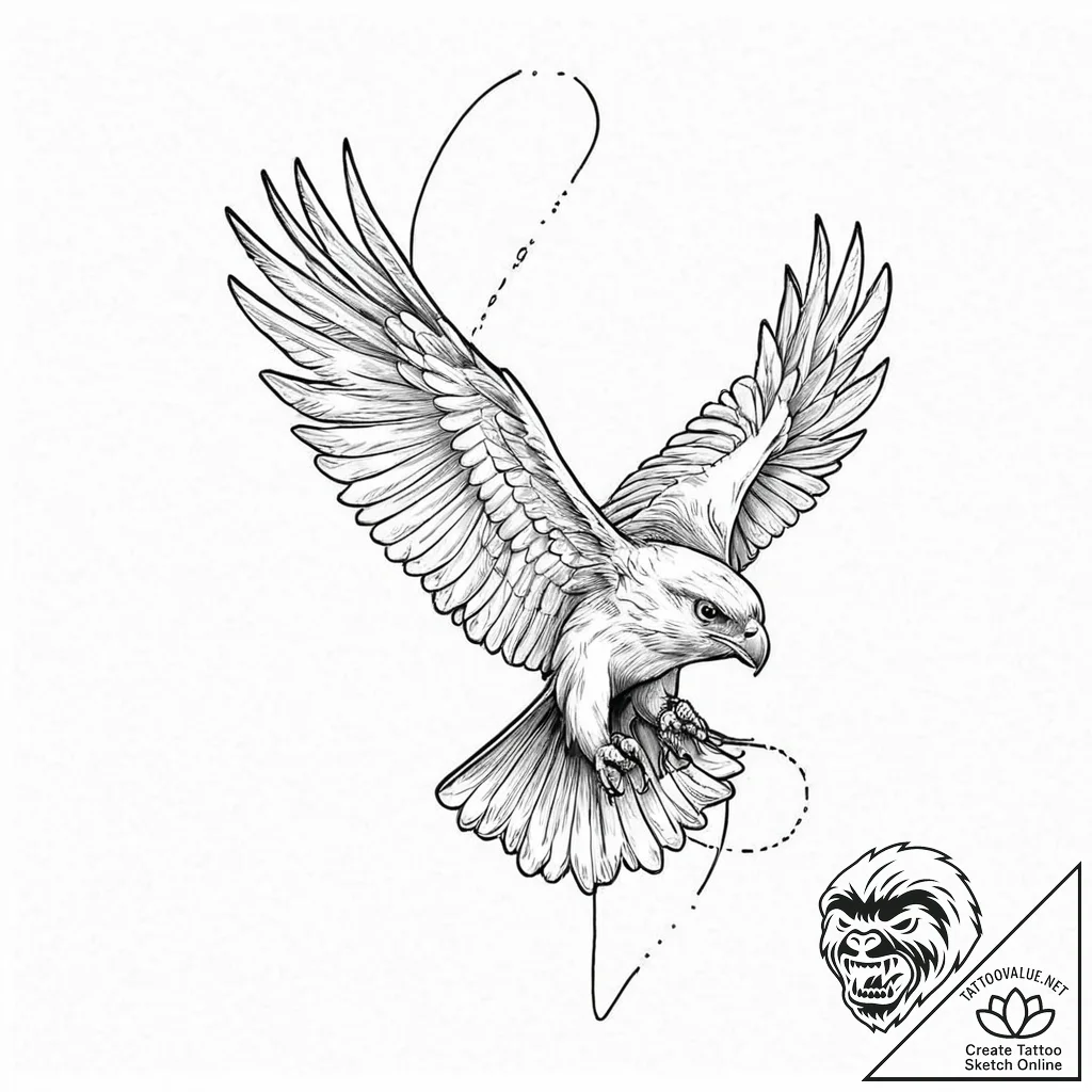 Hawk, tattoo flash sheet design, on a clean w... - tattoo sketch (№1753628897_0, 27.07.2025 15:08) — tattoovalue.net