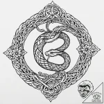 Knotwork serpent around celestial bloom, tatt… – tattoo sketch (№1753629906_0, 27.07.2025 15:25) — tattoovalue.net