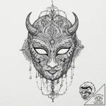 Clawed mask with empty eyes, tattoo line art,… – tattoo sketch (№1753630319_0, 27.07.2025 15:31) — tattoovalue.net