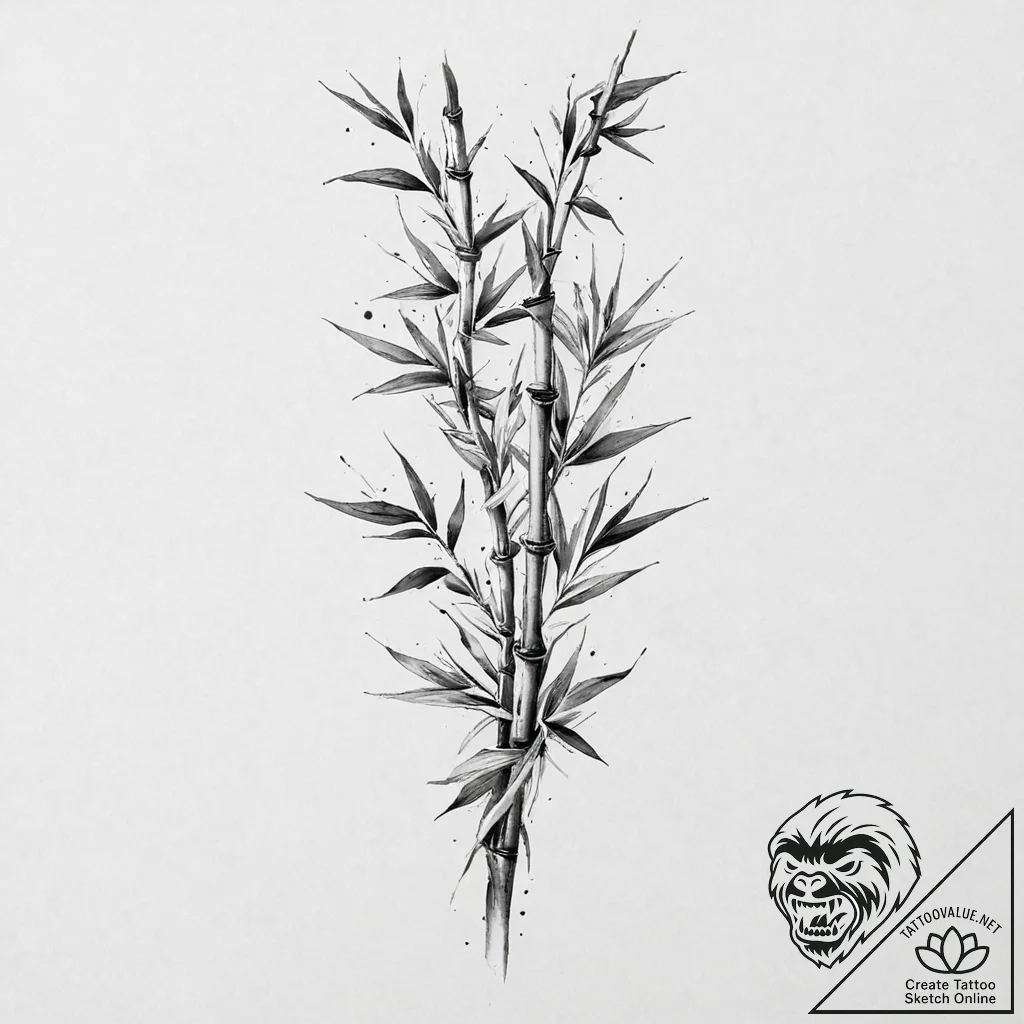 Bamboo, tattoo flash sheet design, realistic... - tattoo sketch (№1753631359_0, 27.07.2025 15:49) — tattoovalue.net