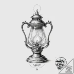 Oil lamp beneath cracked arch, tattoo sketch… – tattoo sketch (№1753631972_0, 27.07.2025 15:59) — tattoovalue.net