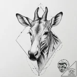 An okapi, tattoo drawing outline, dotwork tat… – tattoo sketch (№1753632179_0, 27.07.2025 16:02) — tattoovalue.net