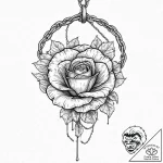 Abyssal rose trapped in chains, tattoo drawin… – tattoo sketch (№1753632989_0, 27.07.2025 16:16) — tattoovalue.net