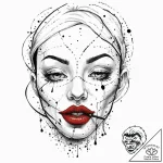 Mask with stitched mouth, tattoo line art, tr… – tattoo sketch (№1753633185_0, 27.07.2025 16:19) — tattoovalue.net