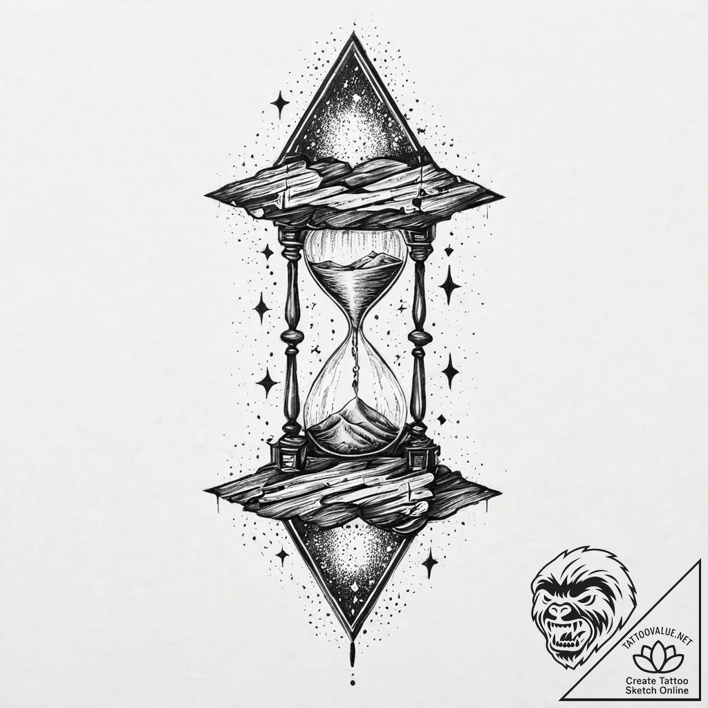 Leaking hourglass where sand is replaced by s... - tattoo sketch (№1753633578_0, 27.07.2025 16:26) — tattoovalue.net