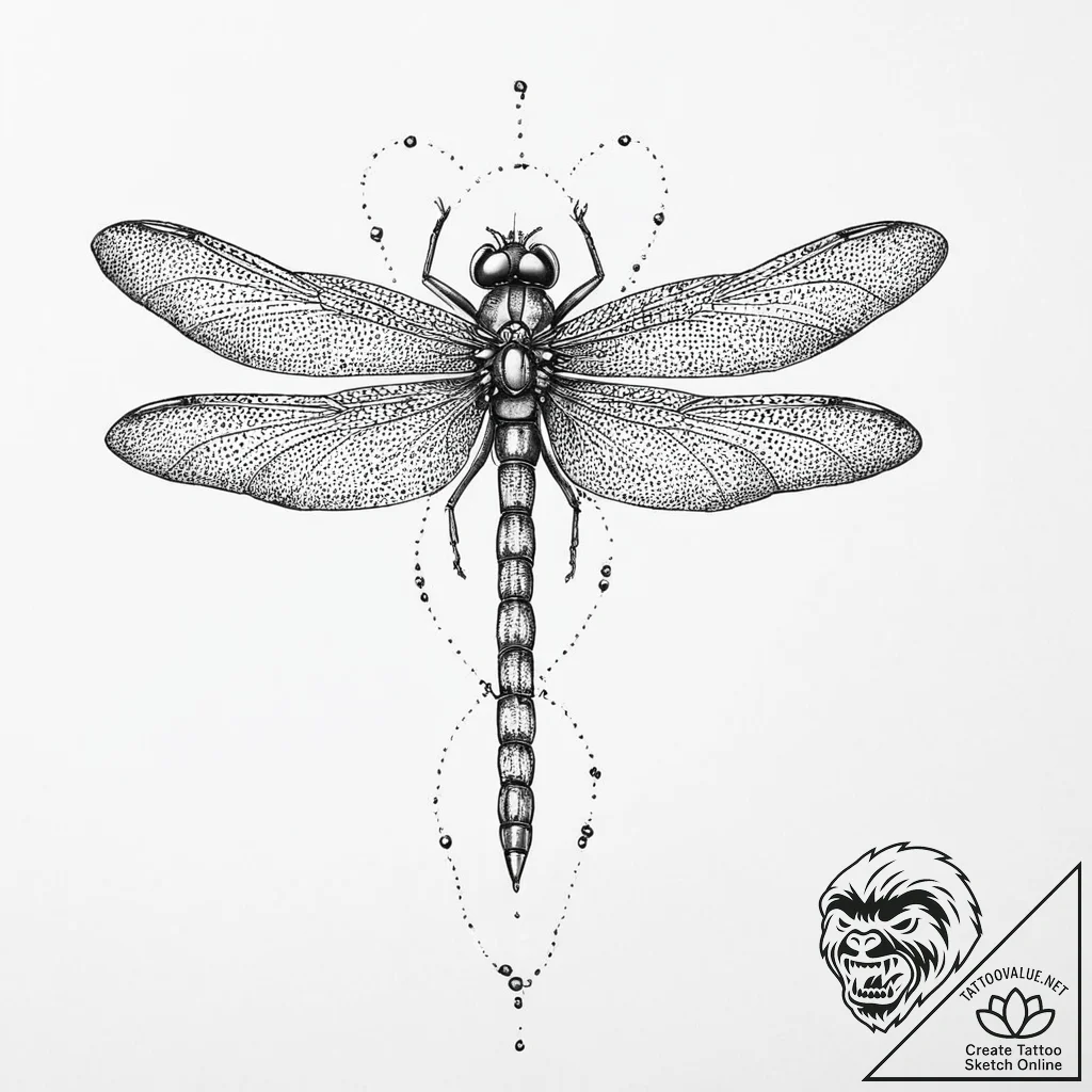 Mechanical dragonfly, ink illustration for ta... - tattoo sketch (№1753634167_0, 27.07.2025 16:36) — tattoovalue.net