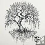 Weeping willow tree, its branches gently touc… – tattoo sketch (№1753634576_0, 27.07.2025 16:42) — tattoovalue.net