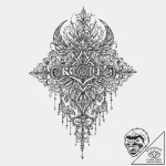 Haunted blade crowned in roots, ink illustrat… – tattoo sketch (№1753634990_0, 27.07.2025 16:49) — tattoovalue.net