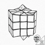 Rubik’s cube, tattoo sketch design, bold outl… – tattoo sketch (№1753635196_0, 27.07.2025 16:53) — tattoovalue.net