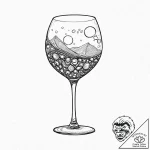 A whimsical bubble in a wine glass, elegant,,… – tattoo sketch (№1753635813_0, 27.07.2025 17:03) — tattoovalue.net