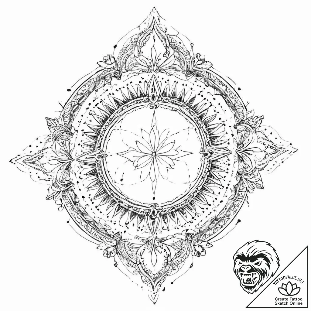 Oracle symbol glowing in void, artistic tatto... - tattoo sketch (№1753636649_0, 27.07.2025 17:17) — tattoovalue.net