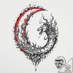 Flaming serpent devouring moon, artistic tatt… – tattoo sketch (№1753636857_0, 27.07.2025 17:20) — tattoovalue.net