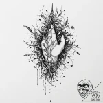 Stone vines gripping shattered blade, ink ill… – tattoo sketch (№1753637055_0, 27.07.2025 17:24) — tattoovalue.net