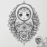 Matryoshka doll, each layer a stage of decay,… – tattoo sketch (№1753637653_0, 27.07.2025 17:34) — tattoovalue.net