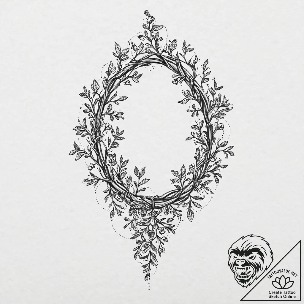 Net of vines strangling relic, tattoo flash s... - tattoo sketch (№1753638046_0, 27.07.2025 17:40) — tattoovalue.net