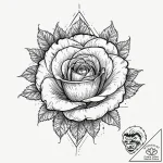 Glyph-etched rose blooming in void, artistic… – tattoo sketch (№1753638242_0, 27.07.2025 17:44) — tattoovalue.net
