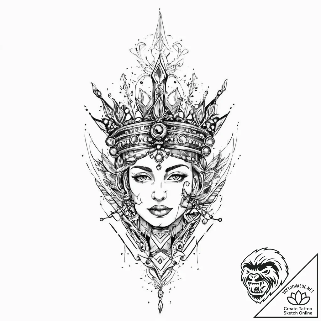 Unholy blade crowned in frost, tattoo line ar... - tattoo sketch (№1753639471_0, 27.07.2025 18:04) — tattoovalue.net