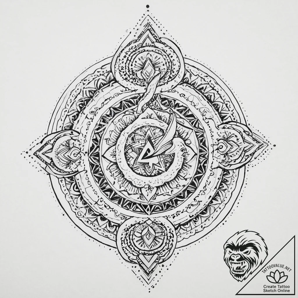 Ghostly serpent devouring starlight, ink illu... - tattoo sketch (№1753640088_0, 27.07.2025 18:14) — tattoovalue.net