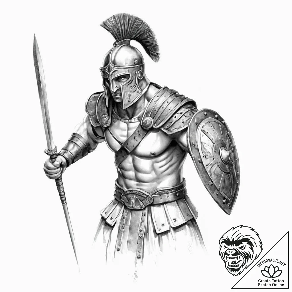Gladiator - tattoo sketch (№1753640289_0, 27.07.2025 18:18) — tattoovalue.net