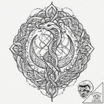 Knotwork serpent crowned in stars, artistic t… – tattoo sketch (№1753640884_0, 27.07.2025 18:28) — tattoovalue.net
