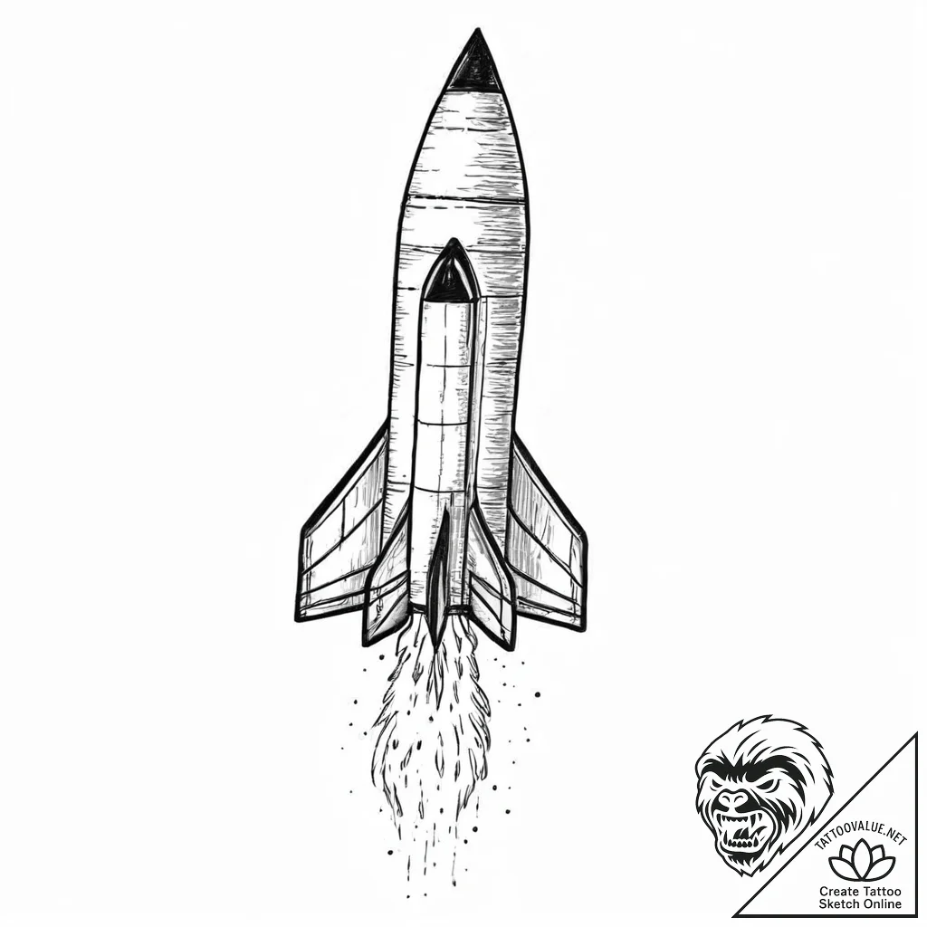 Rocket - tattoo sketch (№1753641284_0, 27.07.2025 18:34) — tattoovalue.net