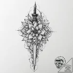 Quartz dagger beneath spectral bloom, ink ill… – tattoo sketch (№1753641479_0, 27.07.2025 18:37) — tattoovalue.net