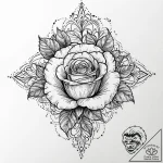Crumbling rose in skeletal hand, tattoo line… – tattoo sketch (№1753641881_0, 27.07.2025 18:44) — tattoovalue.net