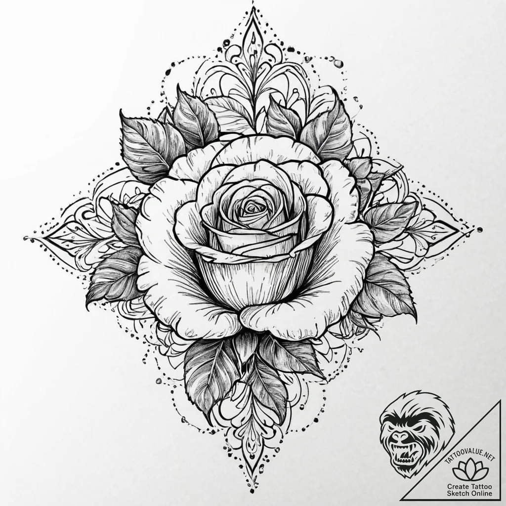 Crumbling rose in skeletal hand, tattoo line... - tattoo sketch (№1753641881_0, 27.07.2025 18:44) — tattoovalue.net