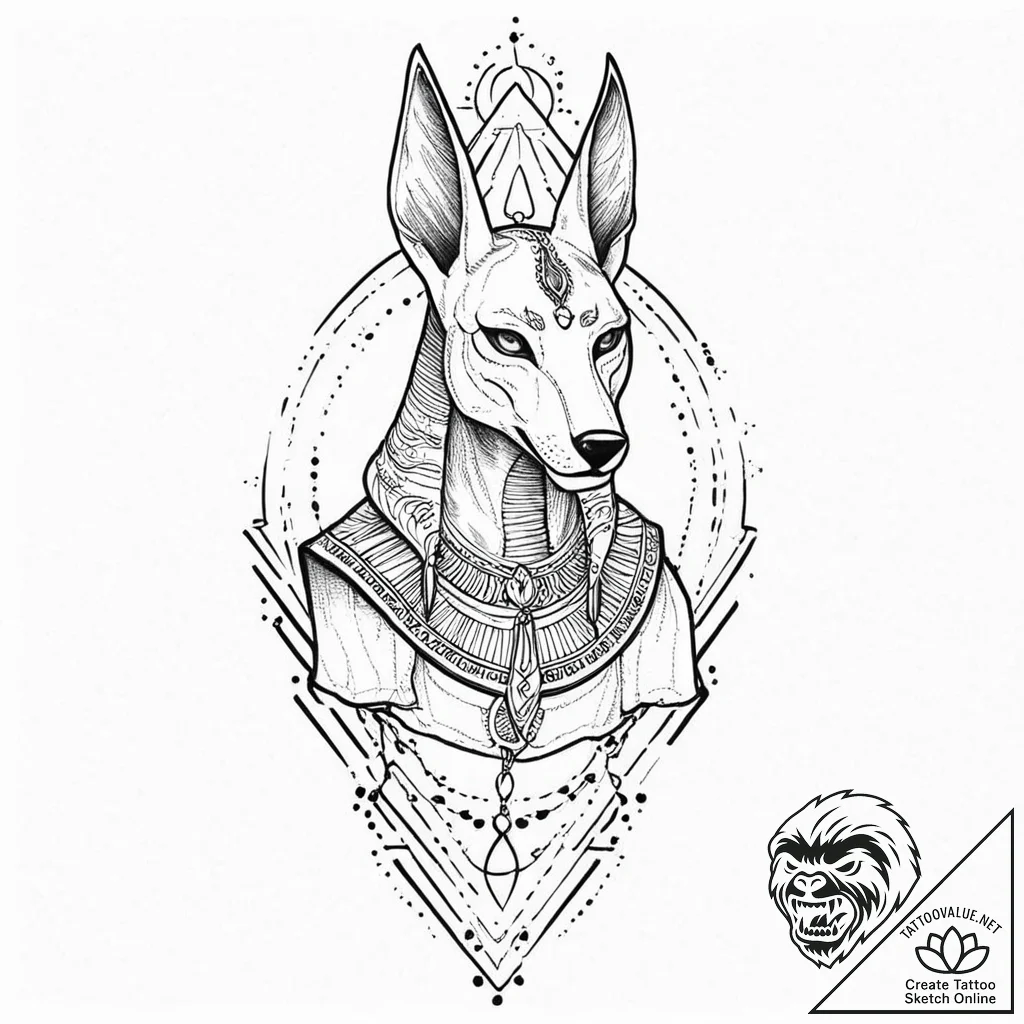Anubis, tattoo drawing outline, soft whip sha... - tattoo sketch (№1753642279_0, 27.07.2025 18:51) — tattoovalue.net