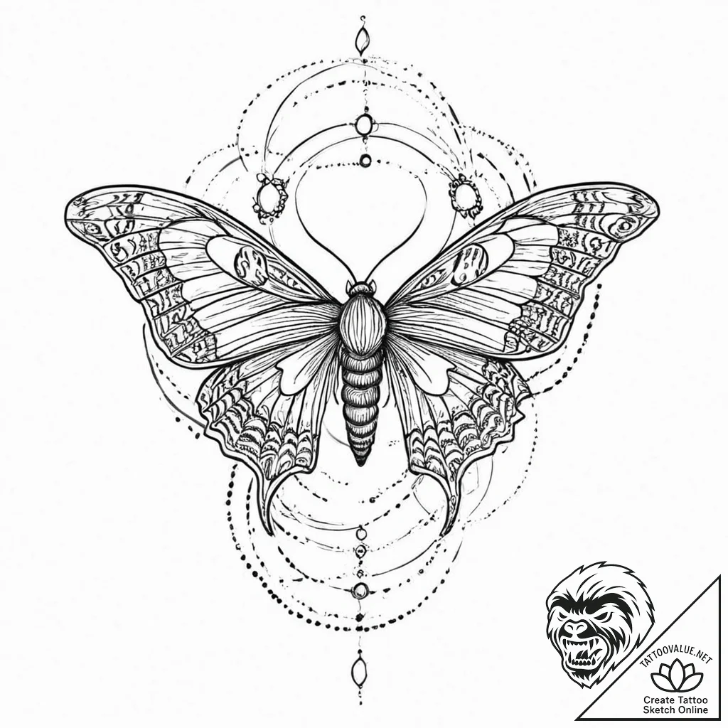 Animated moth flying through mist, tattoo fla... - tattoo sketch (№1753642478_0, 27.07.2025 18:54) — tattoovalue.net