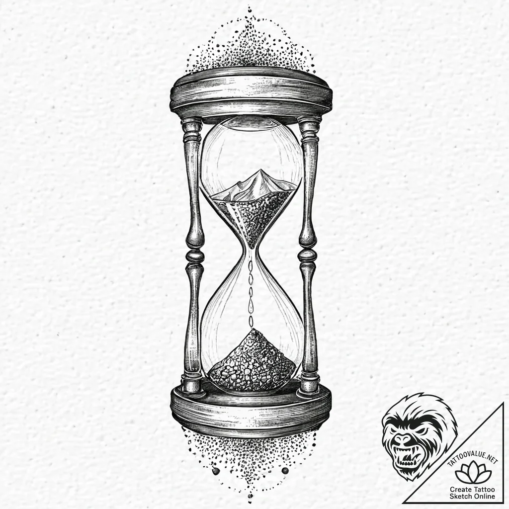 Hourglass, almost empty, symbolizing the prec... - tattoo sketch (№1753642868_0, 27.07.2025 19:01) — tattoovalue.net