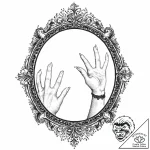 Black hand reaching from mirror, ink illustra… – tattoo sketch (№1753644242_0, 27.07.2025 19:24) — tattoovalue.net