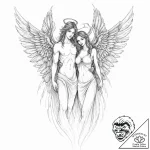 Angel and demon – tattoo sketch (№1753644468_0, 27.07.2025 19:27) — tattoovalue.net