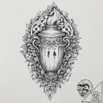 Urn with a ghost escaping from it, tattoo ske… – tattoo sketch (№1753644664_0, 27.07.2025 19:31) — tattoovalue.net