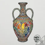 Olive oil amphora cracked and bleeding, tatto… – tattoo sketch (№1753647501_0, 27.07.2025 20:18) — tattoovalue.net