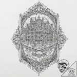 Key of ancient library, tattoo drawing outlin… – tattoo sketch (№1753648122_0, 27.07.2025 20:28) — tattoovalue.net