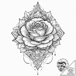 Ancient rose with thorned crown, artistic tat… – tattoo sketch (№1753648317_0, 27.07.2025 20:31) — tattoovalue.net