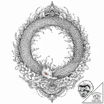 Oracle relic beneath celestial gate, ink illu… – tattoo sketch (№1753648526_0, 27.07.2025 20:35) — tattoovalue.net