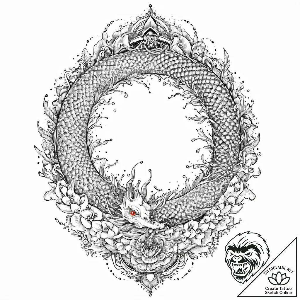 Oracle relic beneath celestial gate, ink illu... - tattoo sketch (№1753648526_0, 27.07.2025 20:35) — tattoovalue.net