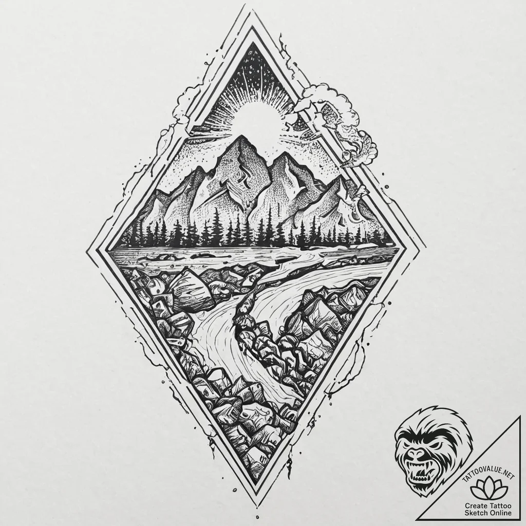 Earthquake crack spreading across the ground,... - tattoo sketch (№1753648732_0, 27.07.2025 20:38) — tattoovalue.net