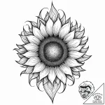 Sunflower beneath burning veil, concept art f… – tattoo sketch (№1753648928_0, 27.07.2025 20:42) — tattoovalue.net