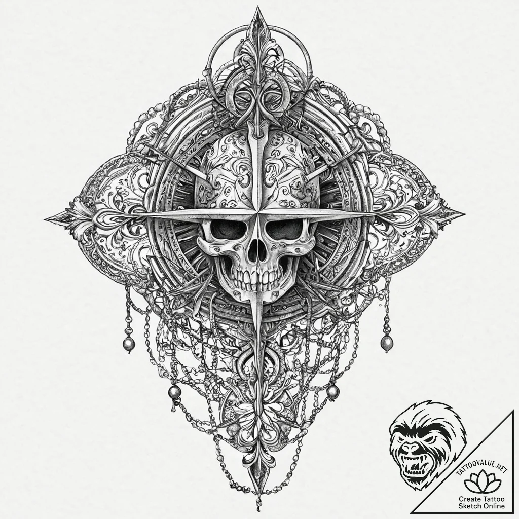 Chained helm cracked open, tattoo sketch desi... - tattoo sketch (№1753649121_0, 27.07.2025 20:45) — tattoovalue.net