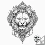 Door knocker, ornate and lion-headed, on a so… – tattoo sketch (№1753649316_0, 27.07.2025 20:48) — tattoovalue.net