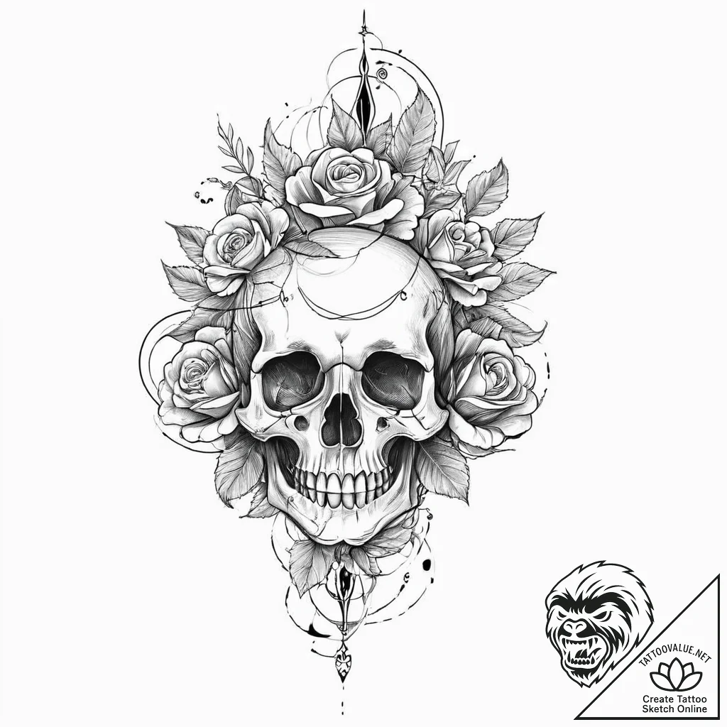 Frozen bloom in bone hand, artistic tattoo sk... - tattoo sketch (№1753649719_0, 27.07.2025 20:55) — tattoovalue.net