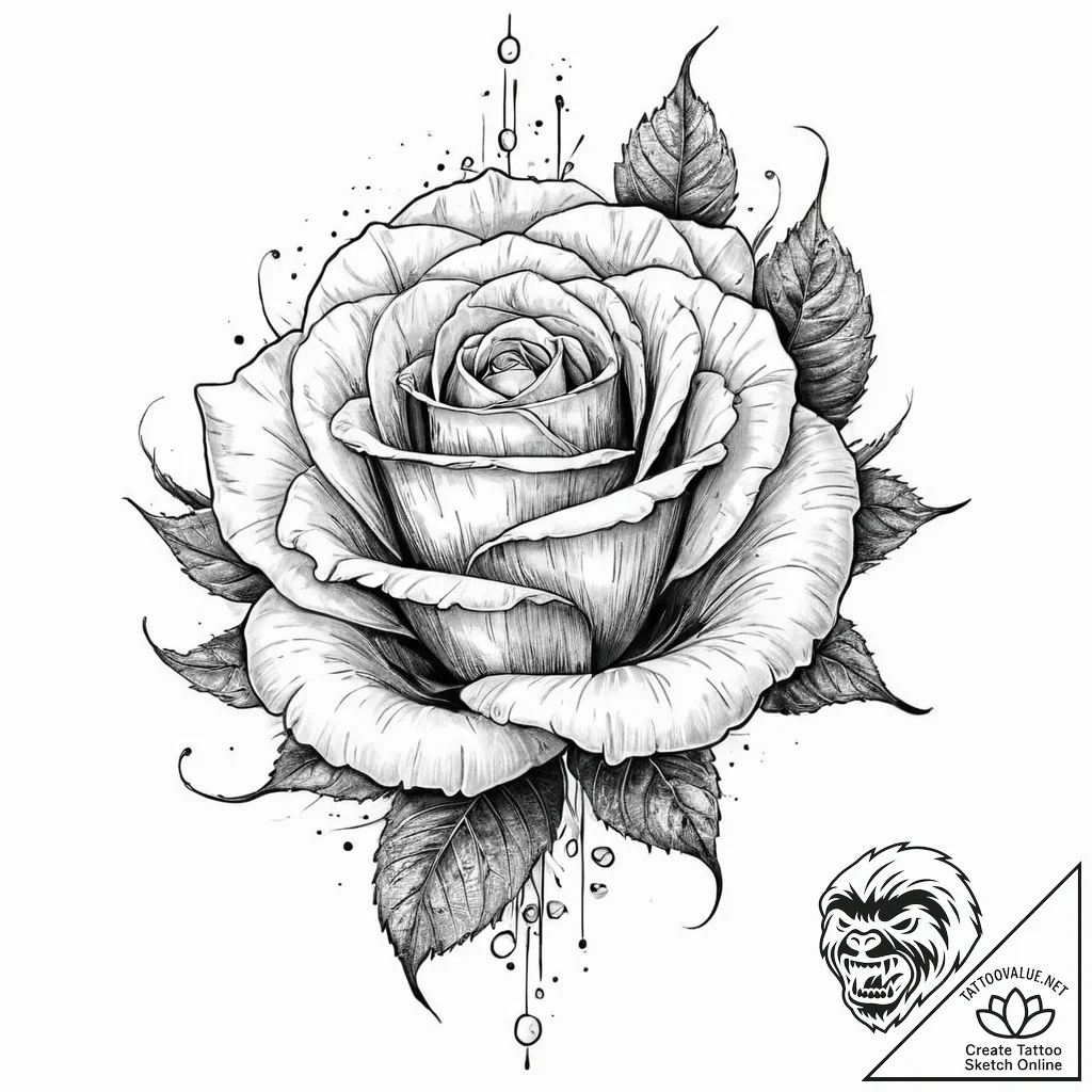 Black rose frozen in ice, tattoo sketch desig... - tattoo sketch (№1753649931_0, 27.07.2025 20:58) — tattoovalue.net