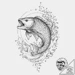A majestic bass fish leaping from water, fish… – tattoo sketch (№1753650150_0, 27.07.2025 21:02) — tattoovalue.net