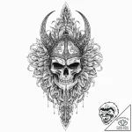 Etched helm pierced by dagger, tattoo line ar… – tattoo sketch (№1753651175_0, 27.07.2025 21:19) — tattoovalue.net