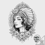Cleopatra, ink illustration for tattoo, minim… – tattoo sketch (№1753651768_0, 27.07.2025 21:29) — tattoovalue.net