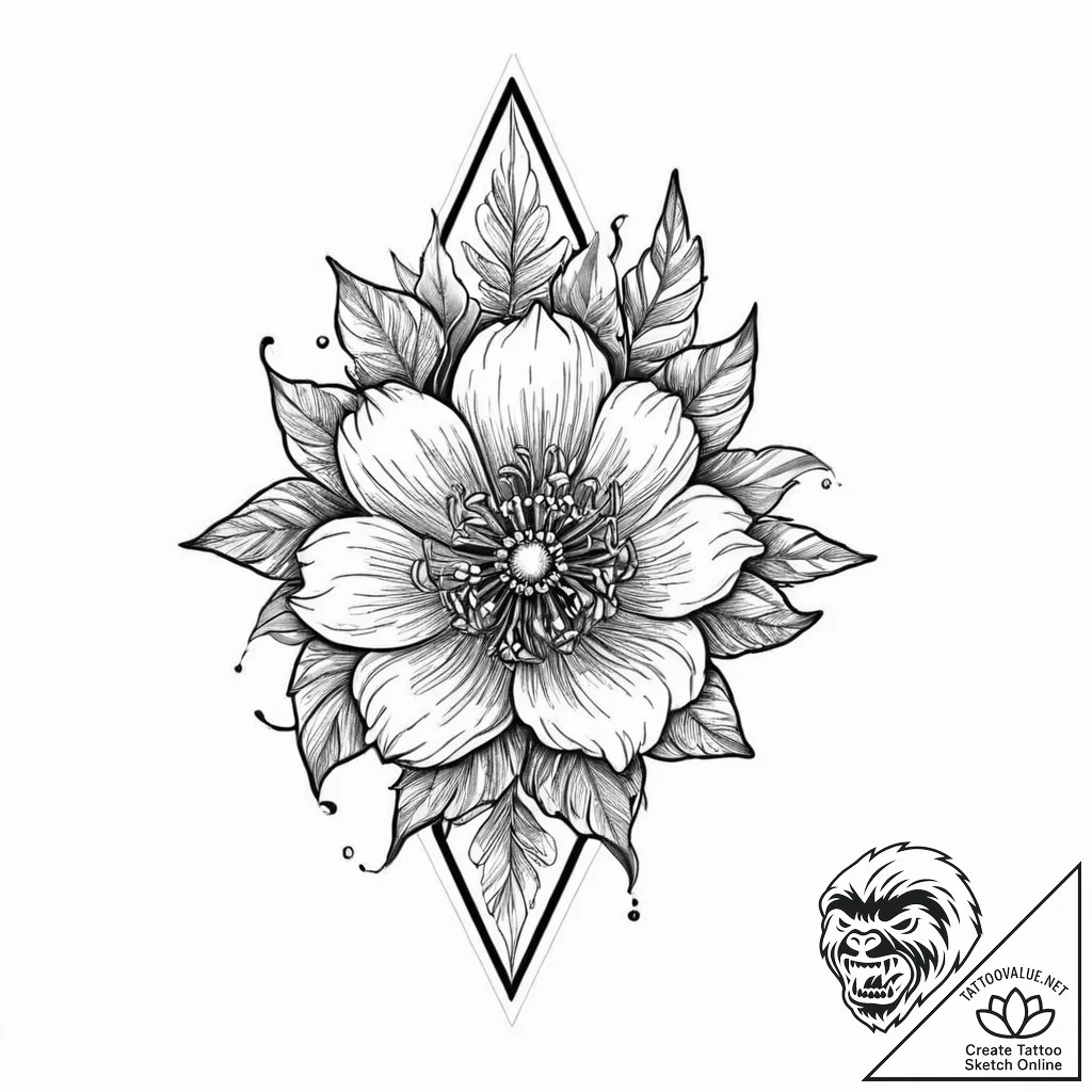 Knife piercing frozen bloom, tattoo sketch de... - tattoo sketch (№1753651965_0, 27.07.2025 21:32) — tattoovalue.net