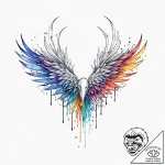 Frozen wings devouring starlight, tattoo line… – tattoo sketch (№1753652163_0, 27.07.2025 21:36) — tattoovalue.net